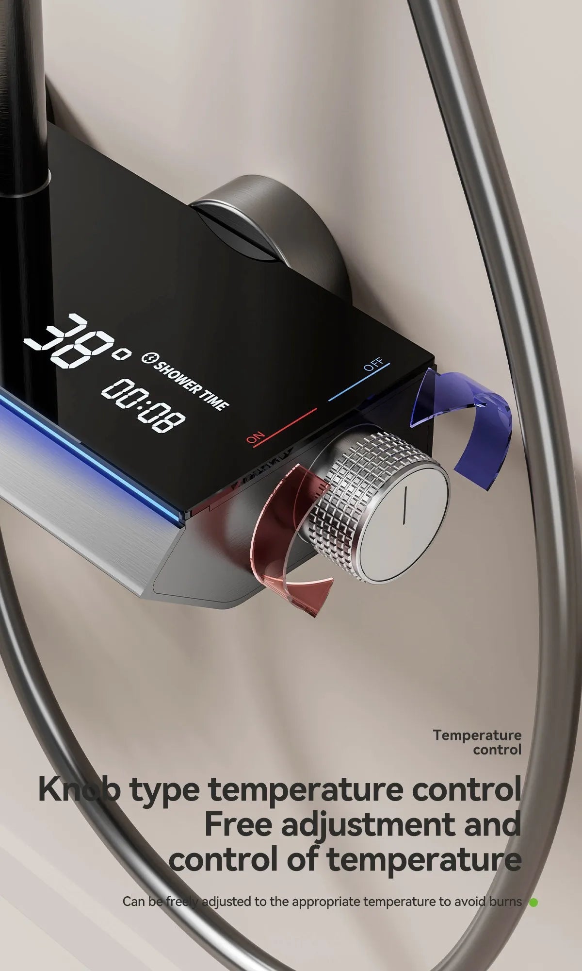 Atkins - Digital Display Thermostatic Shower Set With Ambient Light