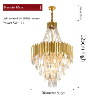 Duke - Gold Multi Tier Round Crystal Glass Hanging Ceiling Light Chandelier