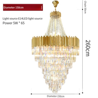 Duke - Gold Multi Tier Round Crystal Glass Hanging Ceiling Light Chandelier