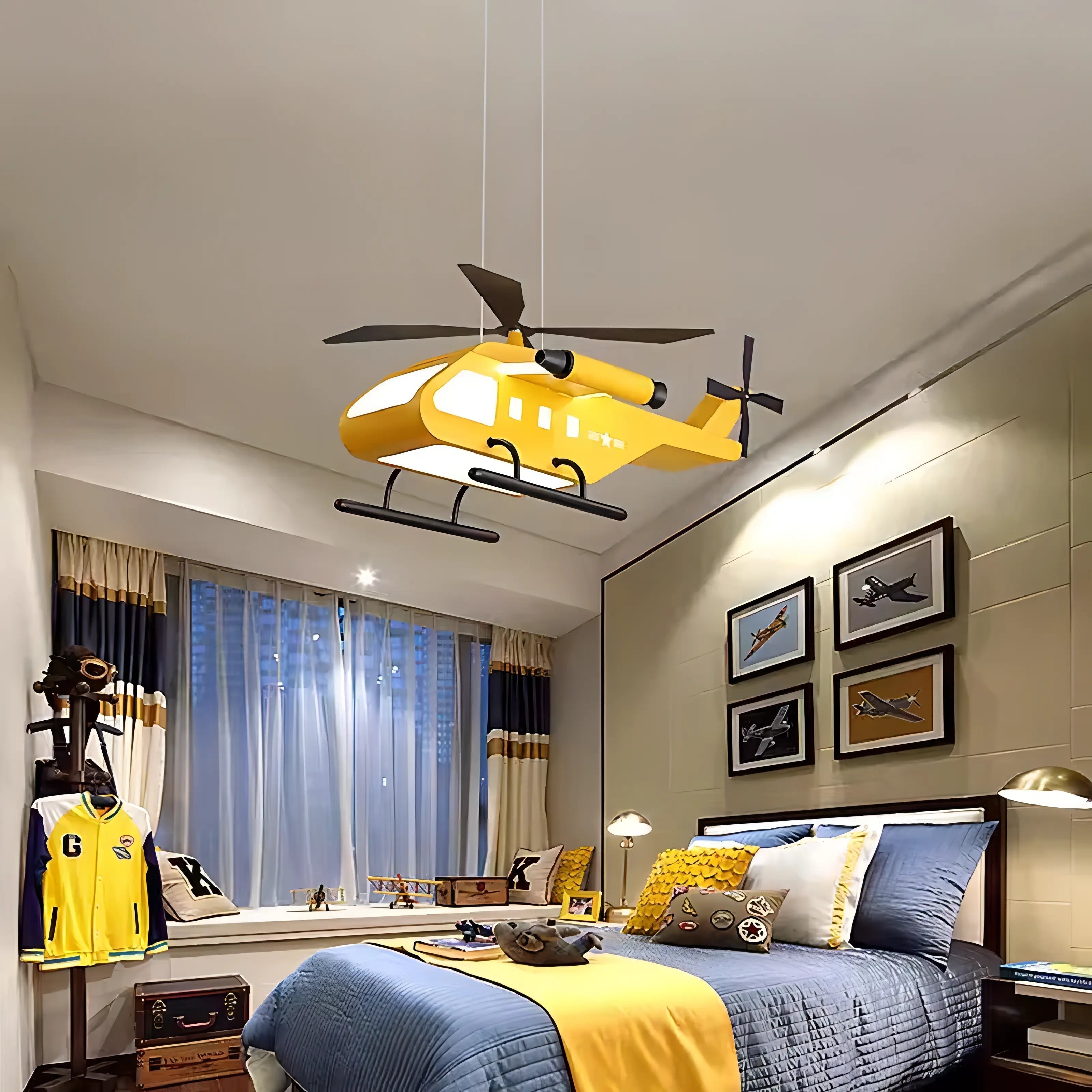 Anguiano - Hanging Combat Helicopter Children's Ceiling Light