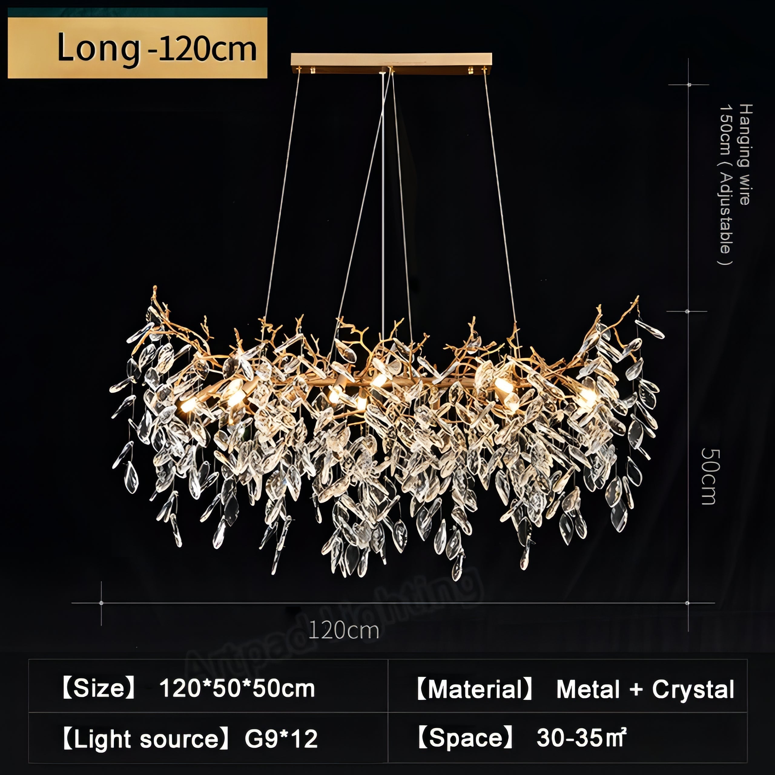 Azariah - Gold Tree Hanging Crystal Petal Ceiling Light Chandelier