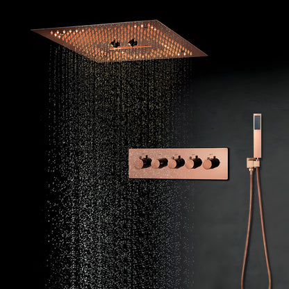 Ochoa - Modern Ceiling Waterfall 16 Inch Head LED Multi Function with Handheld Mini Sprayer