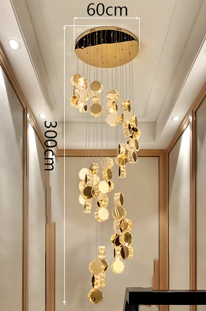 Christina - Round Crystal Gold Hanging Ceiling Chandelier