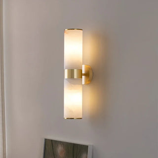 Fulvio - Natural Marble Stone Gold Cylindrical Up Down Wall Light