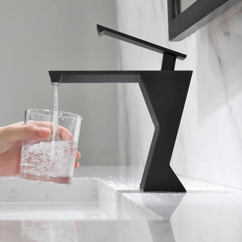 Jonas - Modern Geometric Sleek Single Lever Waterfall Basin Tap