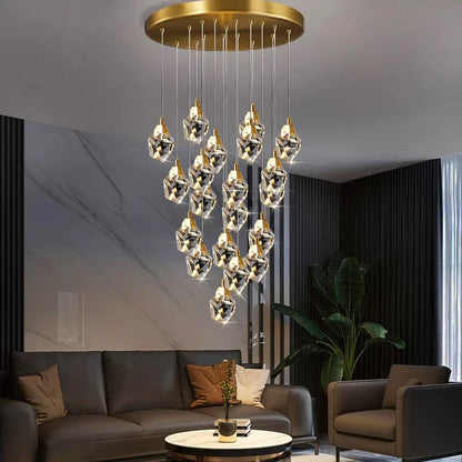 Jessica - Multi Head Crystal Glass Gold Ceiling Chandelier