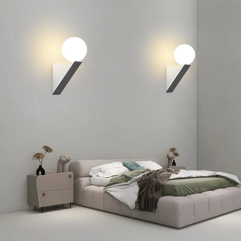 Noemi - Modern Minimalistic Triangular Base Circular Ball Wall Light