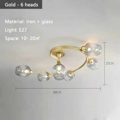 Arabella - Modern Twisted Body Coloured Glass Multi Head Ceiling Light Chandelier
