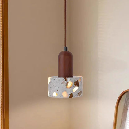 Eligio - Japanese Minimalist Walnut Brown Marble Hanging Pendant Ceiling Light