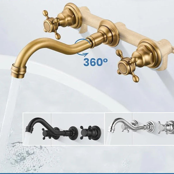 Maira - Vintage Style Dual Handle Hot/Cold Mixer Wall Tap