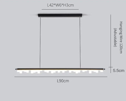 Dronika - Long Bar LED Modern Ceiling Chandelier Light Properties