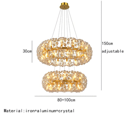 Abdiel - Glass Dandelion Gold Frame Round Clear Crystal Ceiling Light Chandelier