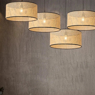 Homero - Perforated Handwoven Bamboo Black Hanging Pendant Ceiling Light