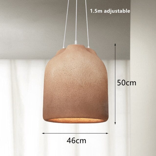 AKOKO - Round Hanging 3 Bulb Natural Modern Ceiling Light
