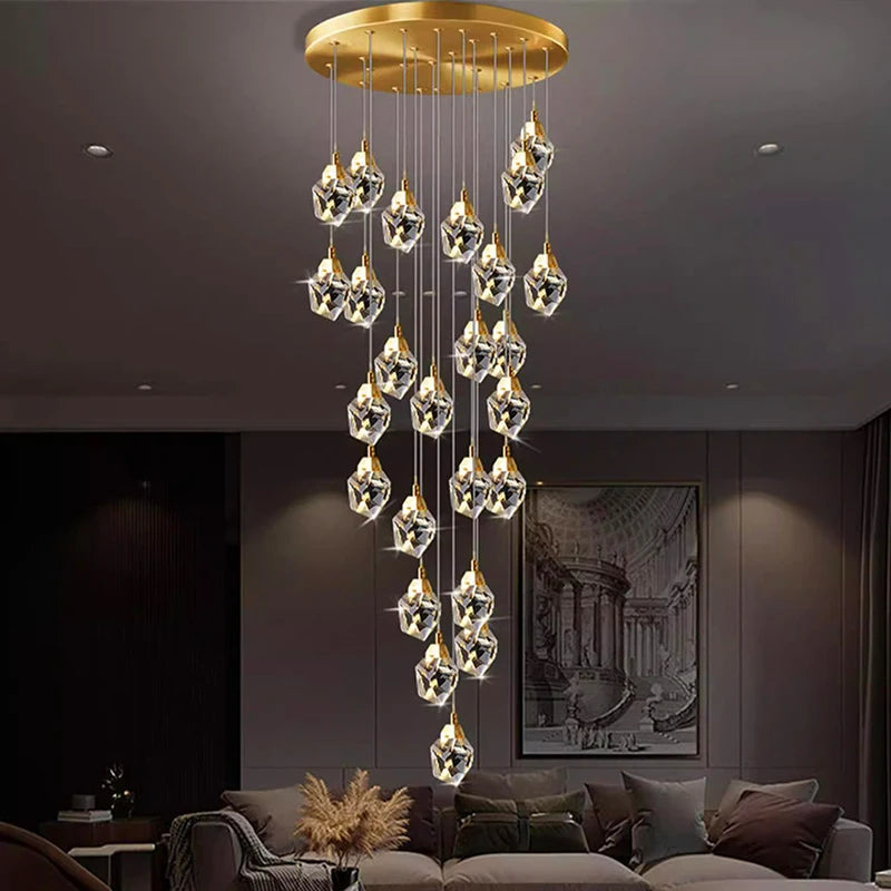 Jessica - Multi Head Crystal Glass Gold Ceiling Chandelier