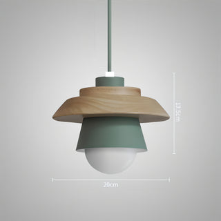 Reign - Nordic Wood Hanging Round Coloured Shade Pendant Ceiling Light