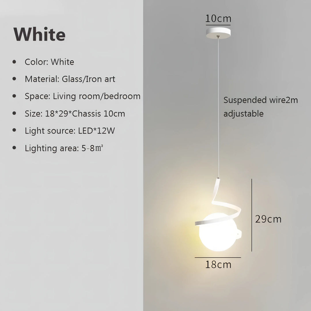 Alice - Glass LED Ball Swirl Pendant Ceiling Light