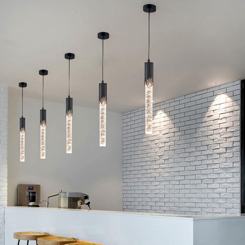 Ortrun - Modern Crystal Sparkle Pendant Tube Hanging Ceiling Light