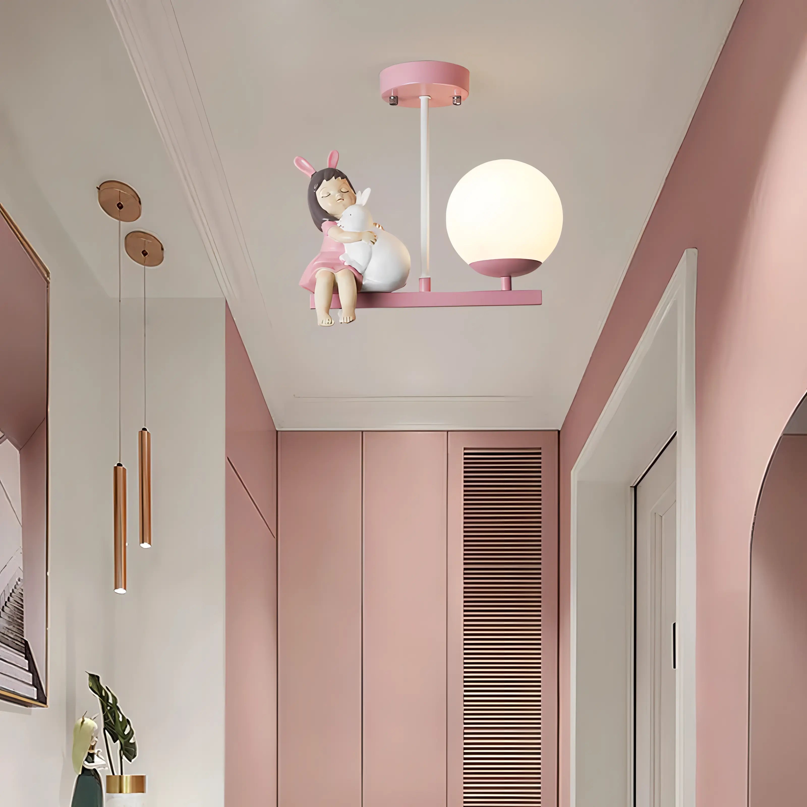 Winslow - Children's Cartoon Pink Sitting Girl Ceiling Light