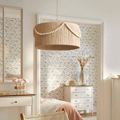 Janika - Bohemian Retro Wood Bead Ceiling Light