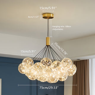 Raylan - Clear Glass Multi Bubble Ball Gold Ceiling Light Chandelier