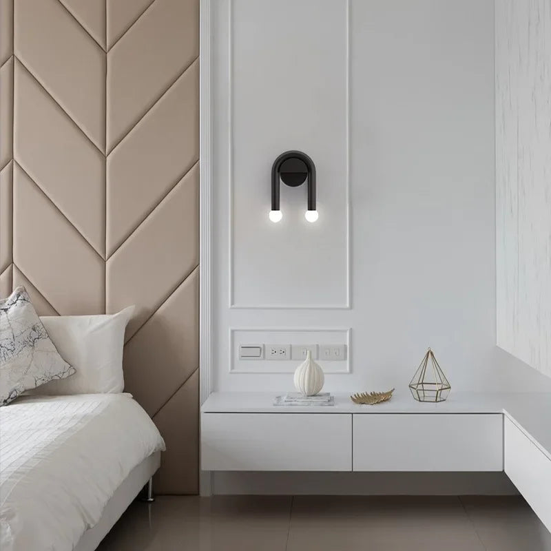 Kavita - Modern Minimalist Black U-Shaped LED Wall Light