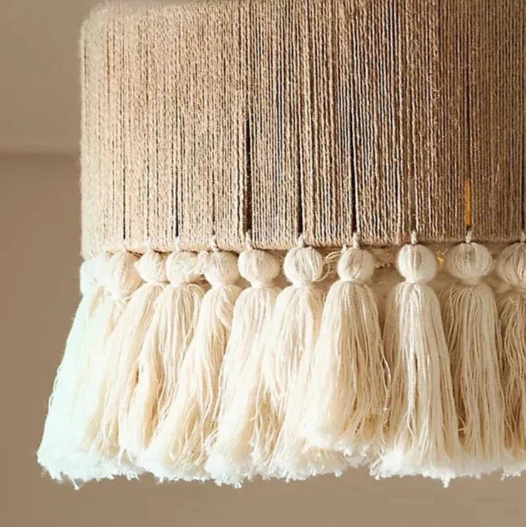 Lazaro - Natural Hemp Rope Macrame Tassel Hanging Pendant Ceiling Light