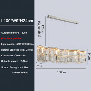 Aston - Crystal Wave Design Adjustable Ceiling Chandelier