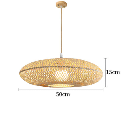 Clemencia - Handmade Rattan Woven Bamboo Oval Hanging Pendant Ceiling Light