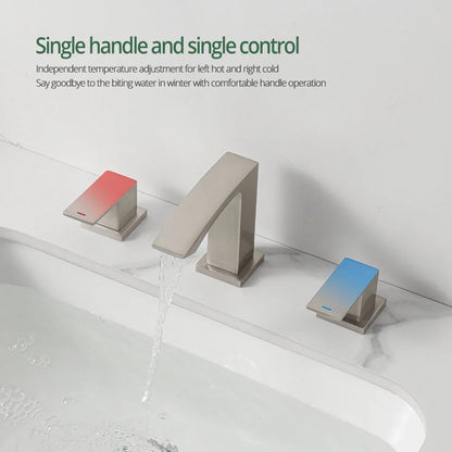 Valadez - Modern Dual Handle Brass Waterfall Basin Mixer Tap