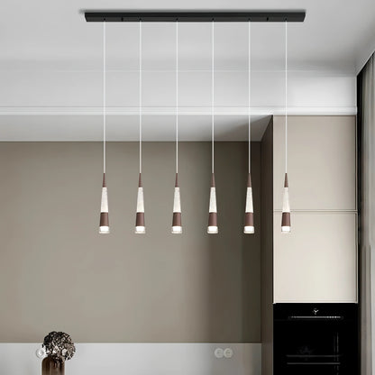Riza - Modern Hanging Cone Glass Striped Pedant Ceiling Light