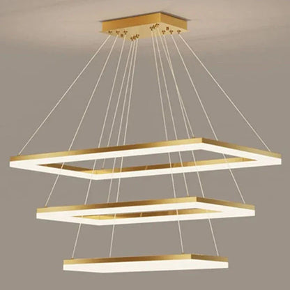 Modern Tiered Hanging Rectangle Chandelier
