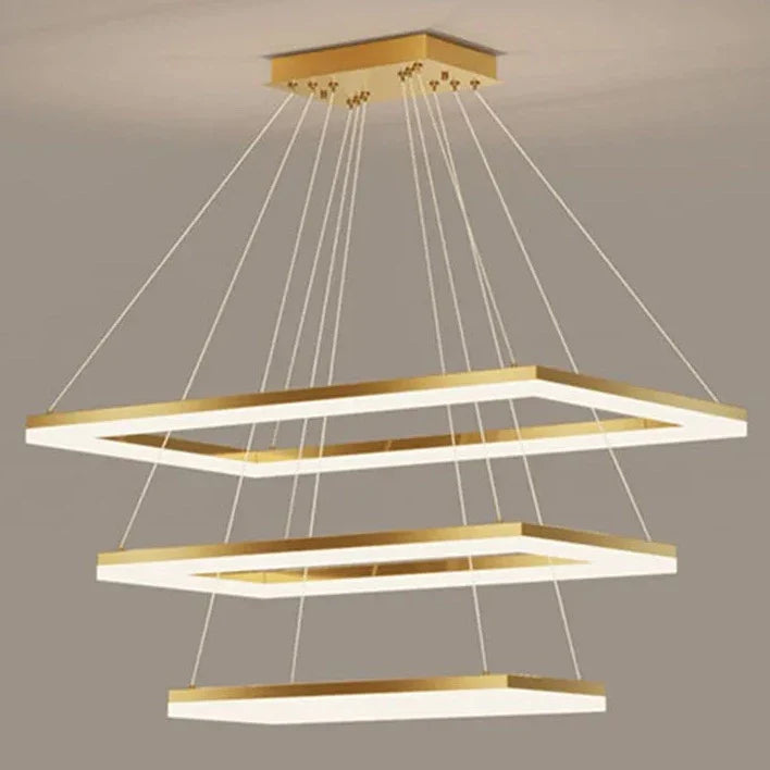 Modern Tiered Hanging Rectangle Chandelier