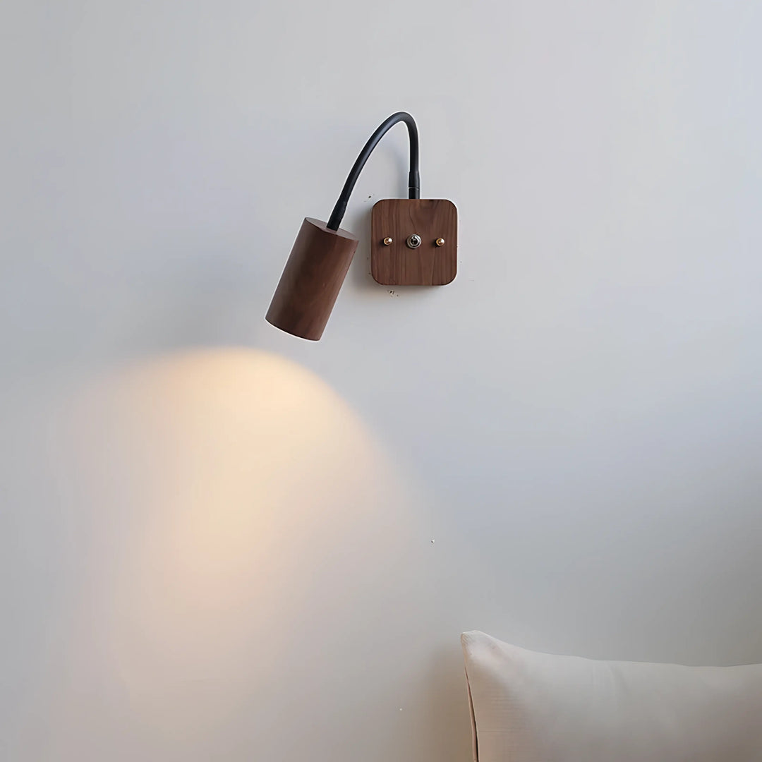 Berrios - Rotating Walnut Wood Adjustable Reading Wall Light