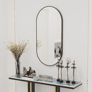 Klavdiya - Modern Black Oval Bathroom Vanity Mirror