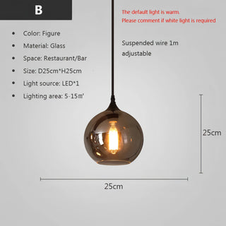 Filomena - Nordic Smoke Grey Glass Hanging Pendant Ceiling Light