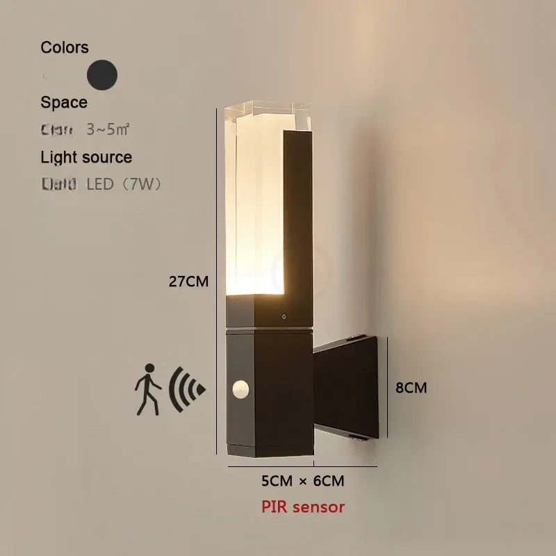 Spivey - Modern Black LED Motion Sensor Outdoor Wall Light