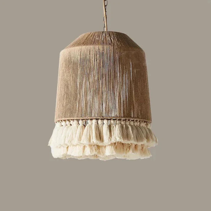 Lazaro - Natural Hemp Rope Macrame Tassel Hanging Pendant Ceiling Light