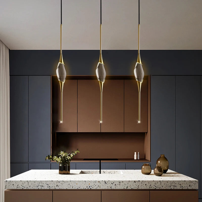 Kelton - Modern Gold Black Hanging Teardrop Pendant Ceiling Light