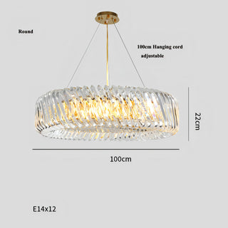 Lorelei - Modern LED Round Patterned Glass Oval Hanging Chandelier