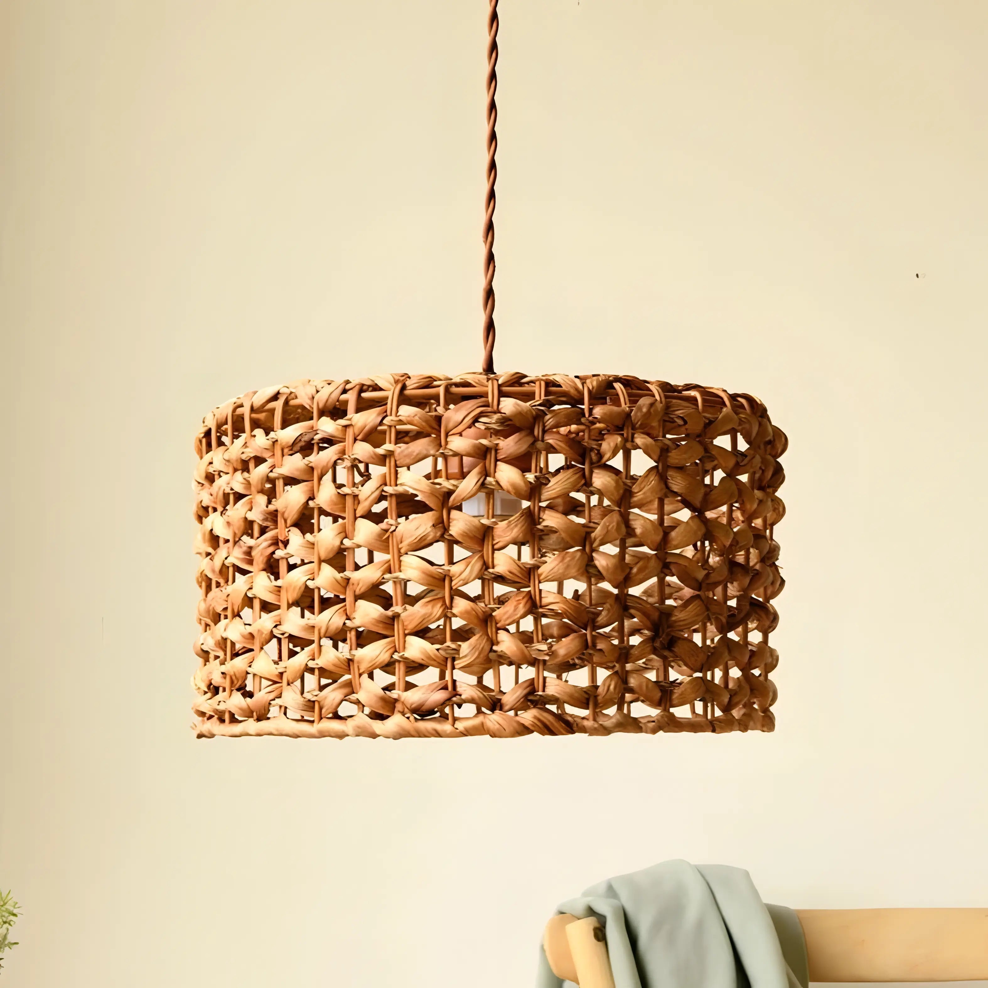 Solomon - Round Rattan Wicker Hanging Ceiling Light