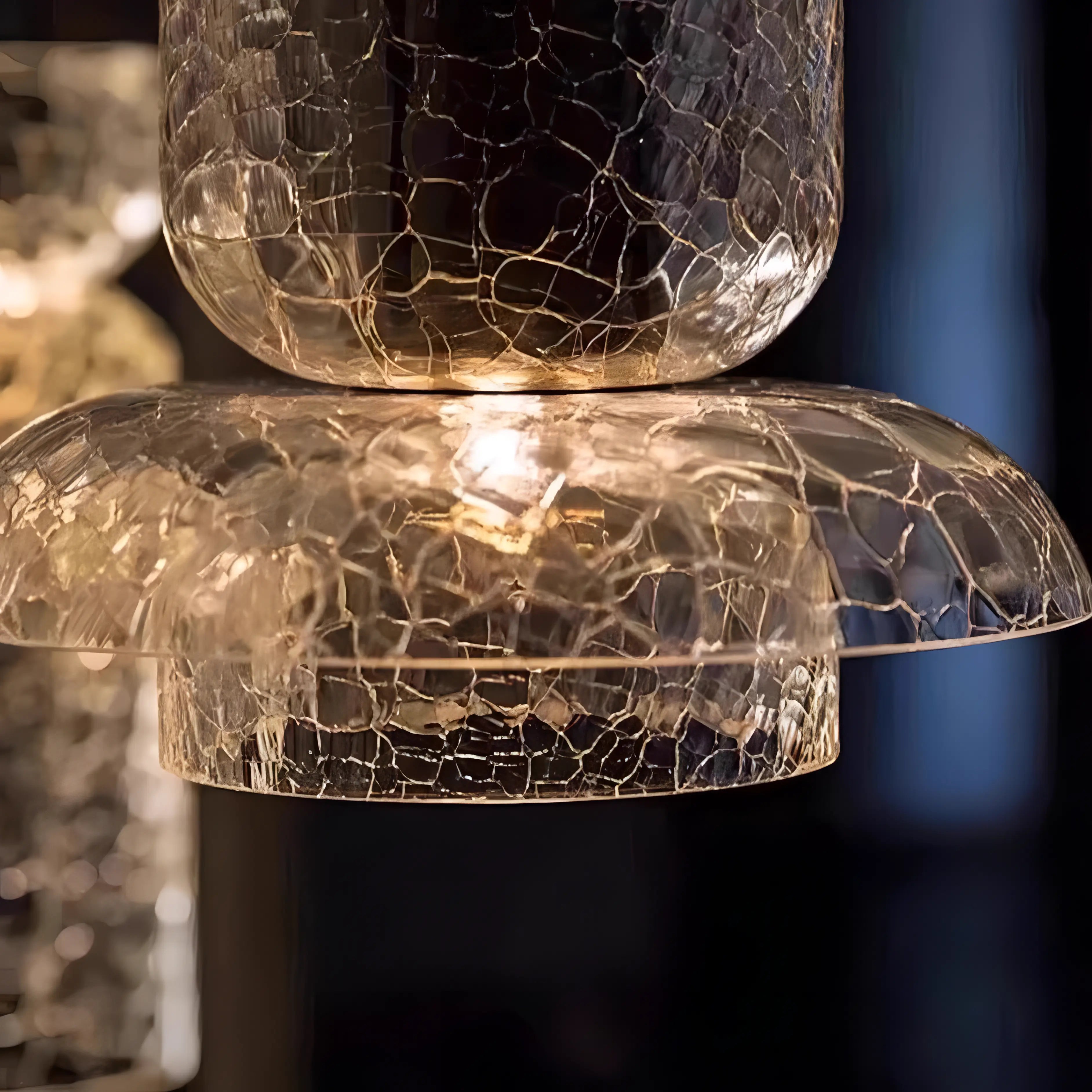 Benita - Cracked Glass Dome Layered Hanging Pendant Ceiling Light