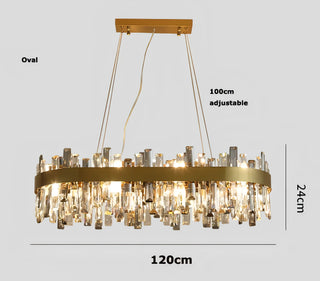 Katana - Modern Coloured Glass Gold Frame Crystal Statement Chandelier