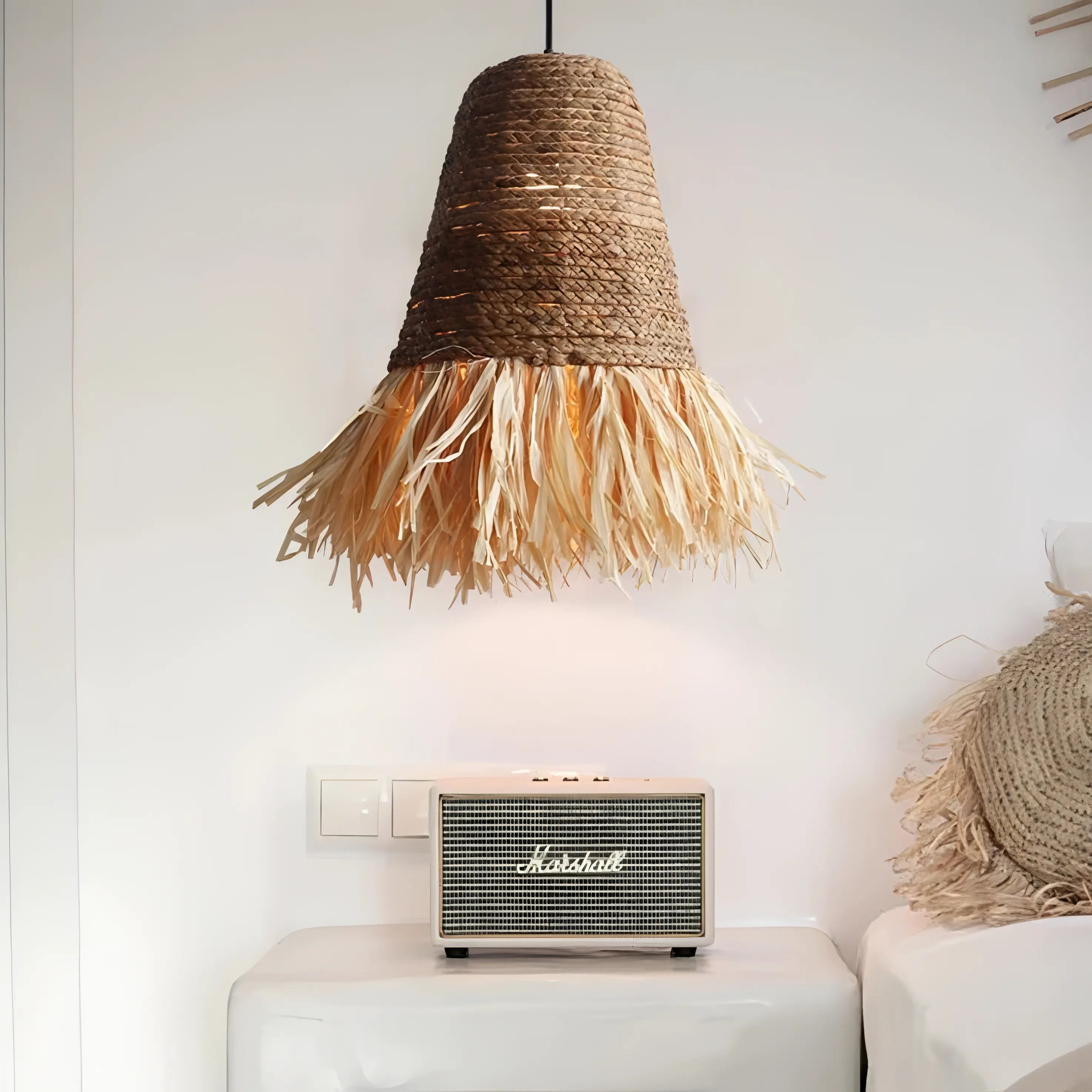 Carranza - Bamboo and Raffia Round Wicker Ceiling Light