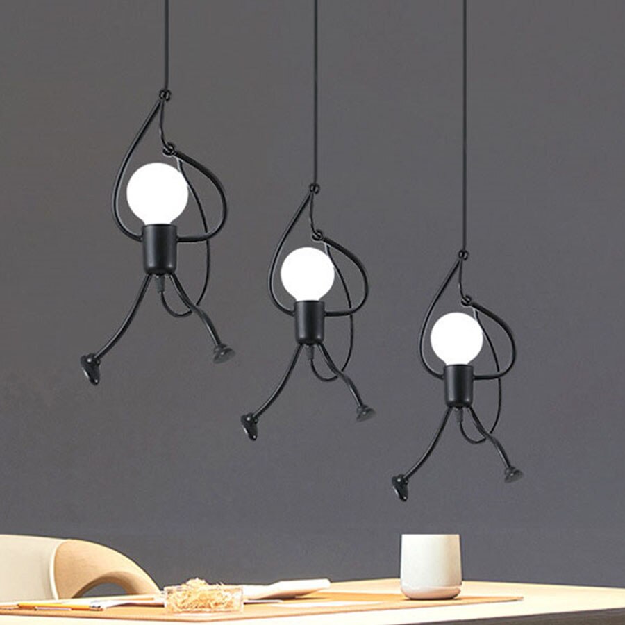 Ema - Black Metal Little Climbing Men Ceiling Light