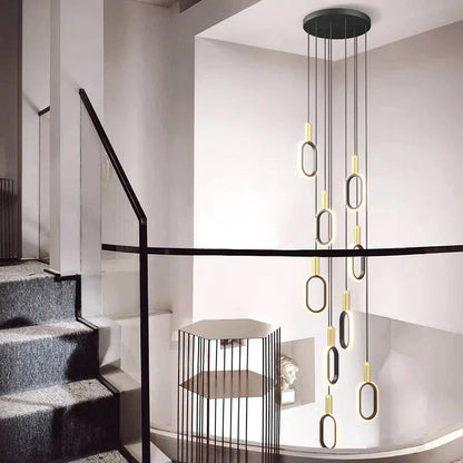 Sia - Modern LED Round Black & Gold Ceiling Chandelier