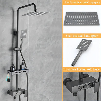 Rangel - Modern Wall Mounted Stainless Steel Shower Set Multi Function Dual Head