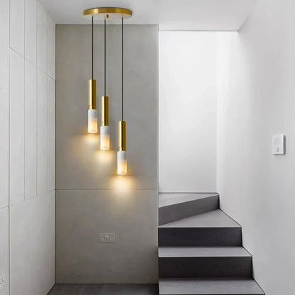 Lena - Modern Round White & Gold Ceiling Chandelier