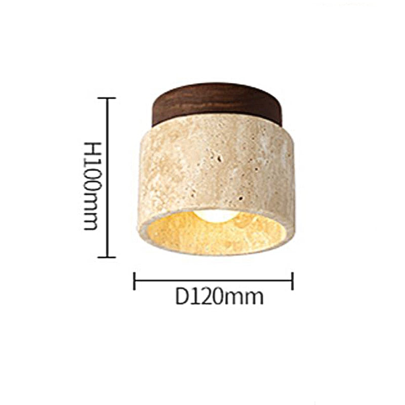 CHUSI - Yellow Stone Wood Ceiling/Wall Light