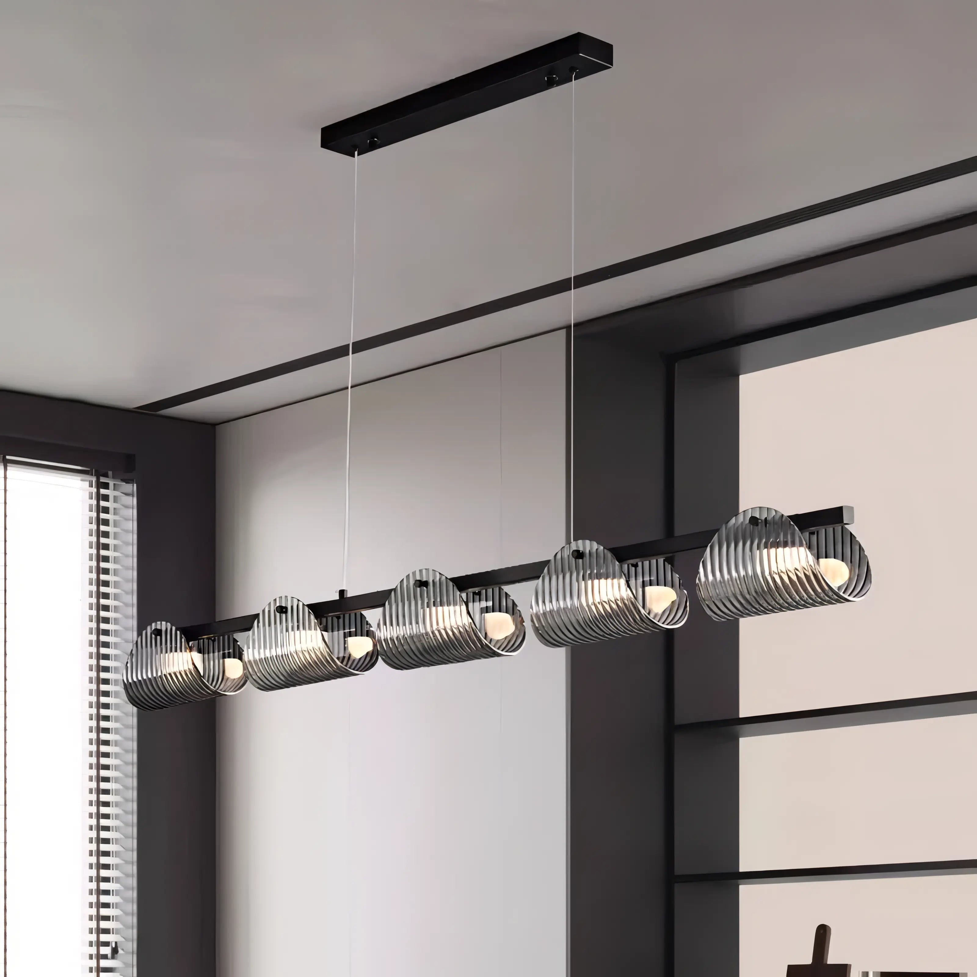 Sofie - Modern Grey Patterned Glass Ceiling Chandelier